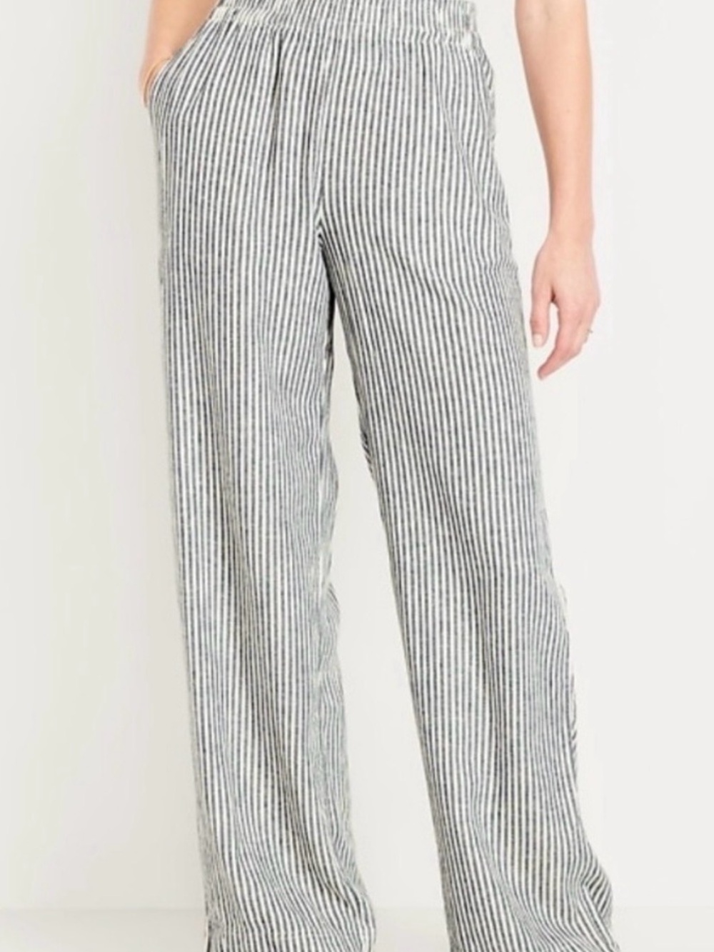 Old Navy Blue-and-White Vertical Stripe wide leg linen blend pants